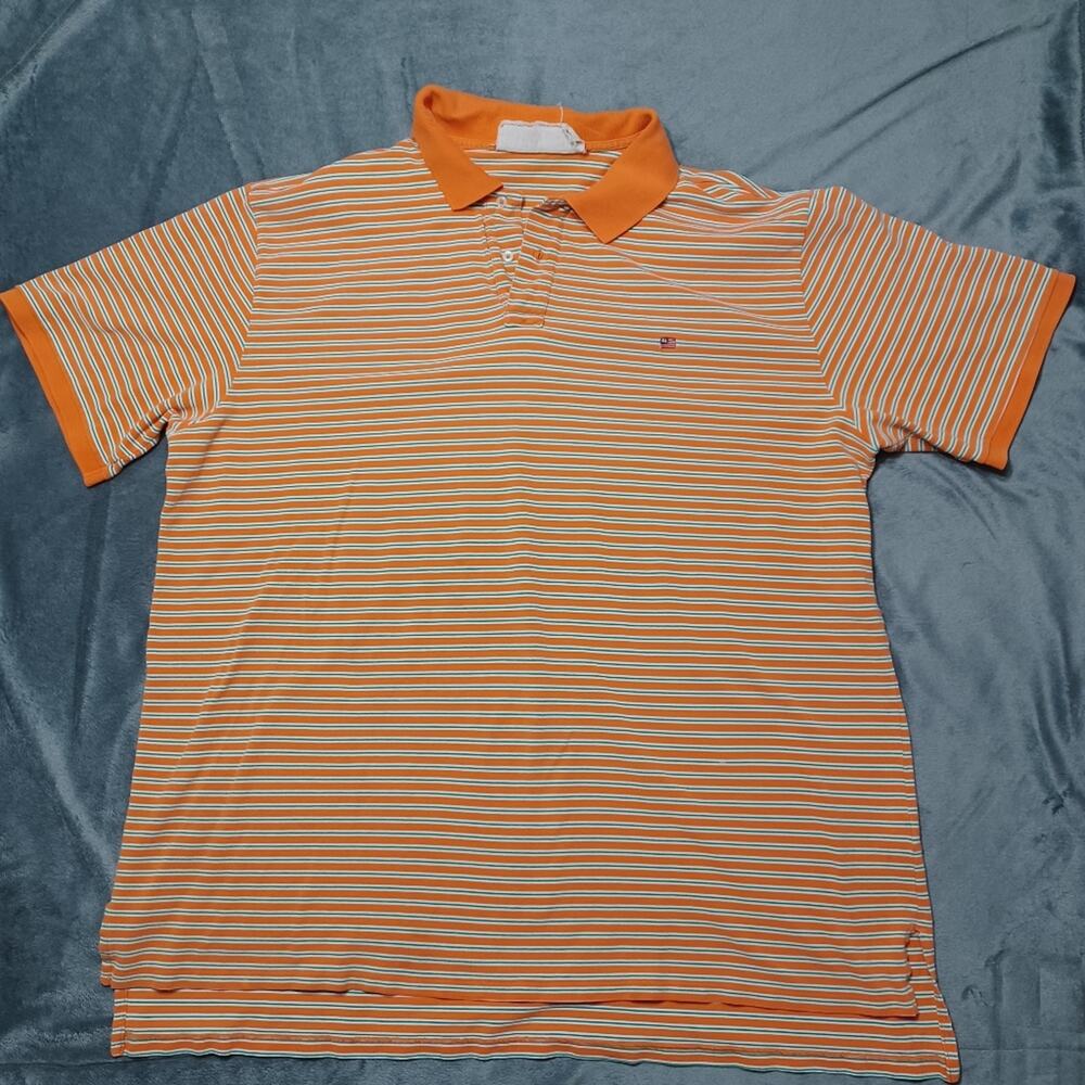 Vtg Polo Ralph Lauren Jeans Co Polo Shirt Mens Extra Large Orange Striped Rugby